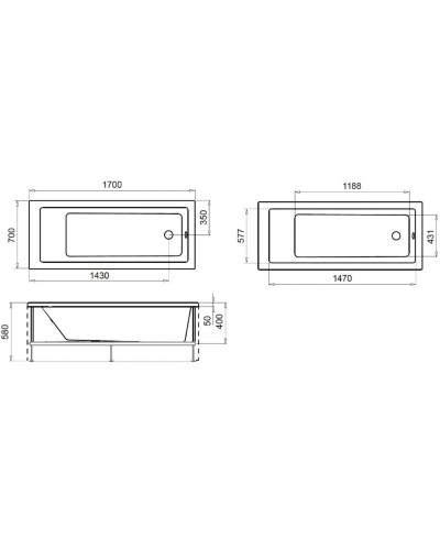 Акриловая ванна 170х70 см Am.Pm Gem S W93A-170-070B-A