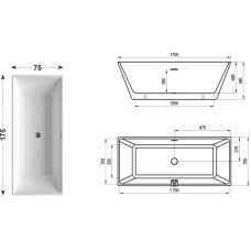 Акриловая отдельностоящая ванна Freedom R 1750x750 мм Ravak XC00100021