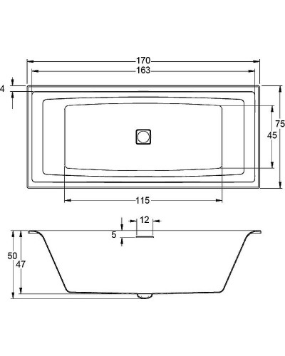 Акриловая ванна Riho Still Square 170x75 B100003005 (BR0200500K00130) LED R без гидромассажа