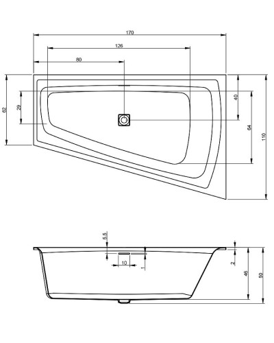 Акриловая ванна Riho Still Smart 170х110 B101003005 (BR0300500K00130) L без гидромассажа