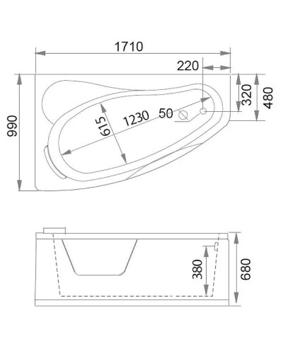 Акриловая ванна Gemy 171х99 G9046 II O L с гидромассажем