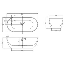 Акриловая ванна Abber AB9241 172х74 без гидромассажа