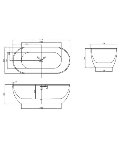Акриловая ванна Abber AB9241 172х74 без гидромассажа