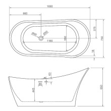 Акриловая ванна Abber AB9245 169х75 без гидромассажа