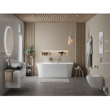 Пристенная, полукруглая акриловая ванна в комплекте со сливом-переливом BelBagno BB711-1700-750