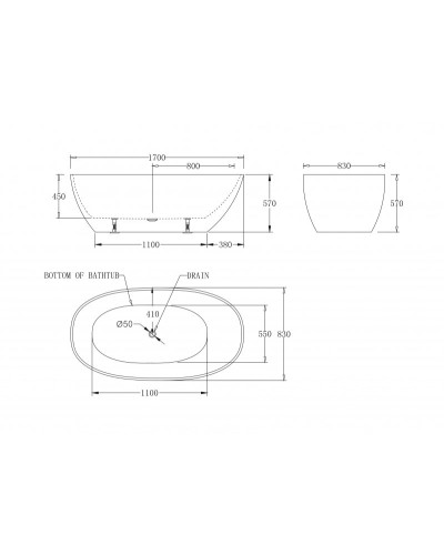 Акриловая ванна отдельностоящая BelBagno BB80-1700