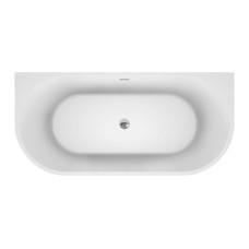 Пристенная, полукруглая акриловая ванна в комплекте со сливом-переливом BelBagno BB710-1500-750