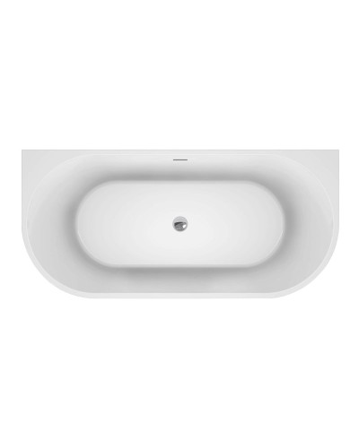 Пристенная, полукруглая акриловая ванна в комплекте со сливом-переливом BelBagno BB710-1500-750