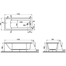 Акриловая ванна Vitra Neon 170x75 52280001000 без гидромассажа