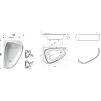 Акриловая асимметричная ванна LoveStory II PU Plus P белая Ravak C781000000