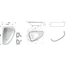 Акриловая асимметричная ванна LoveStory II PU Plus P белая Ravak C781000000