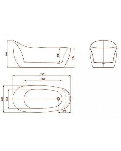 Акриловая ванна отдельностоящая BelBagno BB205-1700-800