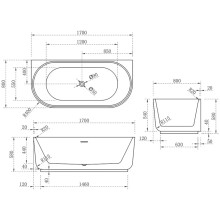 Акриловая ванна 170x80 см Vincea VBT-621