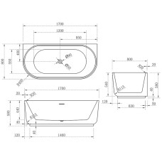 Акриловая ванна 170x80 см Vincea VBT-621