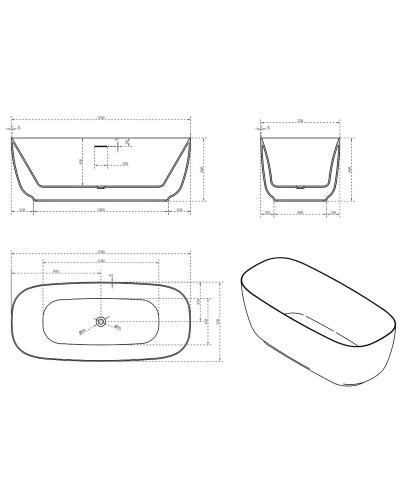 Акриловая ванна 170x75 см Vincea VBT-631