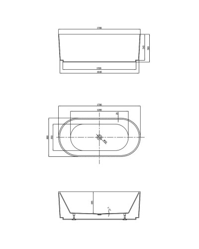 Акриловая ванна 170x80 см Vincea VBT-426-1700MW