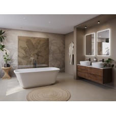 Отдельностоящая, прямоугольная акриловая ванна DUE в комплекте со сливом-переливом BelBagno BB702-1700-800-K