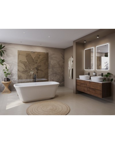 Отдельностоящая, прямоугольная акриловая ванна DUE в комплекте со сливом-переливом BelBagno BB702-1700-800-K