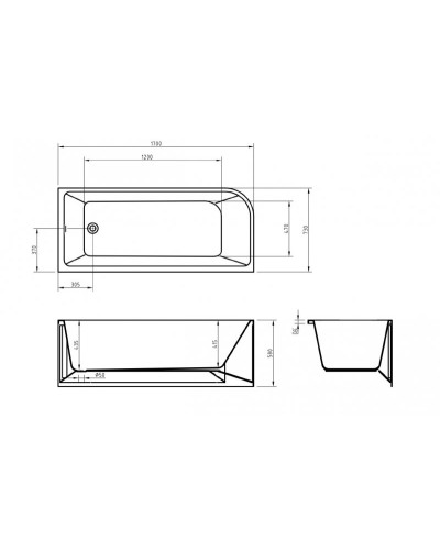 Пристенная прямоугольная акриловая ванна со сливом-переливом BelBagno BB712-1700-730-R правосторонняя