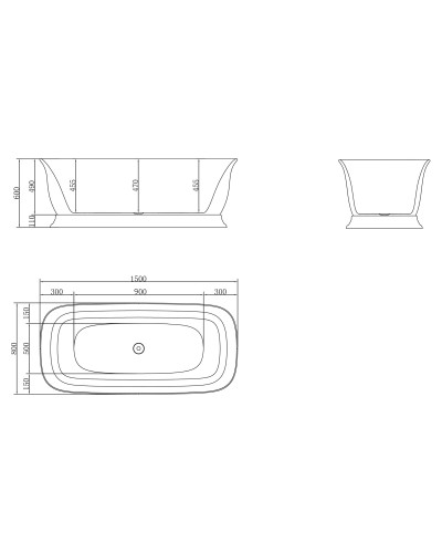 Акриловая ванна BelBagno BB400-1500-800