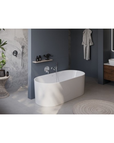 Отдельностоящая, овальная акриловая ванна в комплекте со сливом-переливом BelBagno BB705-1800-800