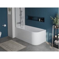 Пристенная, прямоугольная акриловая ванна в комплекте со сливом-переливом BelBagno BB712-1700-730-L левосторонняя