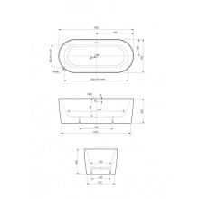 Акриловая ванна CEZARES METAURO-INT-Central-180-80-60-G-W-MATT