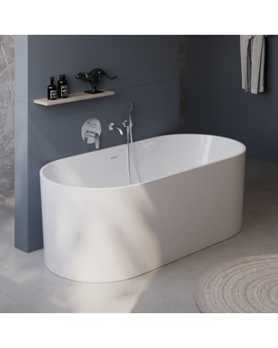 Отдельностоящая, овальная акриловая ванна в комплекте со сливом-переливом BelBagno BB705-1700-800