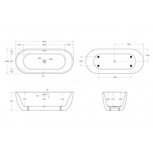 Отдельностоящая овальная акриловая ванна со сливом-переливом цвета хром BelBagno BB417-1900-800