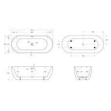 Отдельностоящая овальная акриловая ванна со сливом-переливом цвета хром BelBagno BB417-1900-800