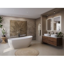 Отдельностоящая, полукруглая акриловая ванна в комплекте со сливом-переливом BelBagno BB704-1700-800-K