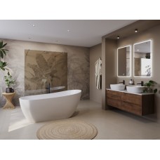 Отдельностоящая, полукруглая акриловая ванна в комплекте со сливом-переливом BelBagno BB704-1700-800-K