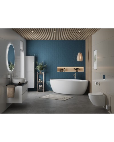 Отдельностоящая, полукруглая акриловая ванна в комплекте со сливом-переливом BelBagno BB707-1860-880