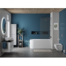 Пристенная прямоугольная акриловая ванна со сливом-переливом BelBagno BB712-1500-730-R правосторонняя