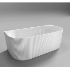 Пристенная, полукруглая акриловая ванна в комплекте со сливом-переливом BelBagno BB713-1700-800