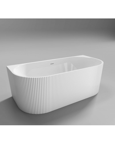 Пристенная, полукруглая акриловая ванна в комплекте со сливом-переливом BelBagno BB713-1700-800