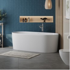 Отдельностоящая овальная акриловая ванна в комплекте со сливом-переливом BelBagno BB411-1700-800