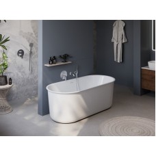 Отдельностоящая, овальная акриловая ванна в комплекте со сливом-переливом BelBagno BB709-1700-780