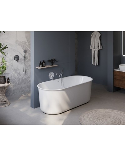 Отдельностоящая, овальная акриловая ванна в комплекте со сливом-переливом BelBagno BB709-1700-780