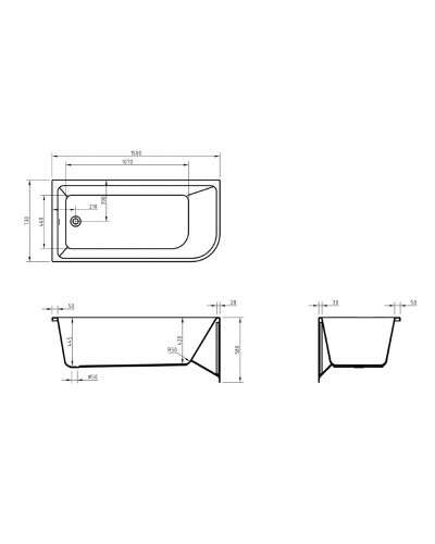 Пристенная, прямоугольная акриловая ванна в комплекте со сливом-переливом BelBagno BB712-1500-730-L левосторонняя