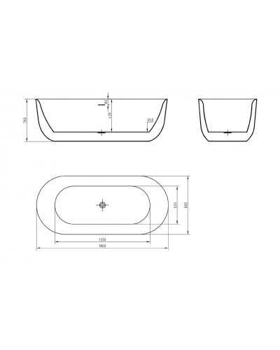 Отдельностоящая, овальная акриловая ванна в комплекте со сливом-переливом BelBagno BB706-1800-800