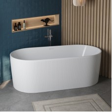 Отдельностоящая овальная акриловая ванна в комплекте со сливом-переливом BelBagno BB411-1700-800