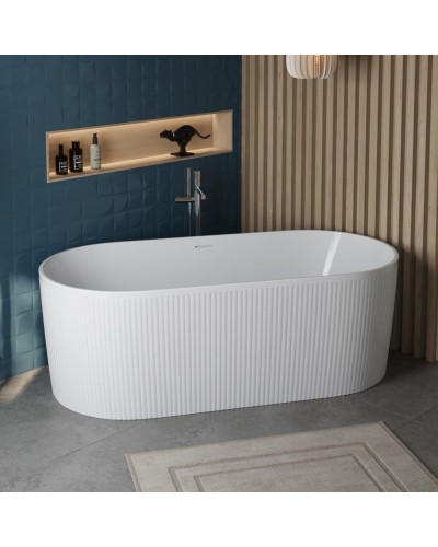 Отдельностоящая овальная акриловая ванна в комплекте со сливом-переливом BelBagno BB411-1700-800