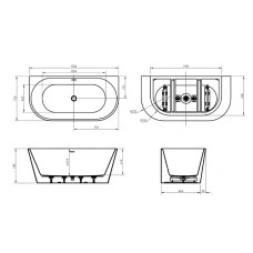 Пристенная, полукруглая акриловая ванна в комплекте со сливом-переливом BelBagno BB710-1500-750