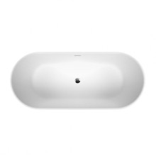Отдельностоящая овальная акриловая ванна со сливом-переливом цвета хром BelBagno BB416-2000-850