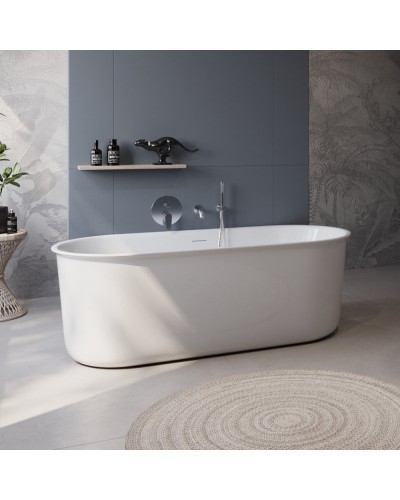 Отдельностоящая, овальная акриловая ванна в комплекте со сливом-переливом BelBagno BB709-1700-780