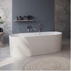 Отдельностоящая, овальная акриловая ванна в комплекте со сливом-переливом BelBagno BB705-1800-800