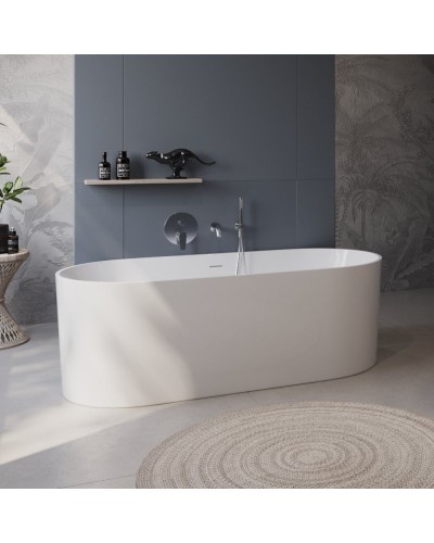 Отдельностоящая, овальная акриловая ванна в комплекте со сливом-переливом BelBagno BB705-1800-800