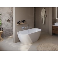 Отдельностоящая, овальная акриловая ванна UNO в комплекте со сливом-переливом BelBagno BB701-1500-730-K