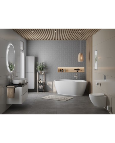 Отдельностоящая овальная акриловая ванна в комплекте со сливом-переливом BelBagno BB413-1500-800